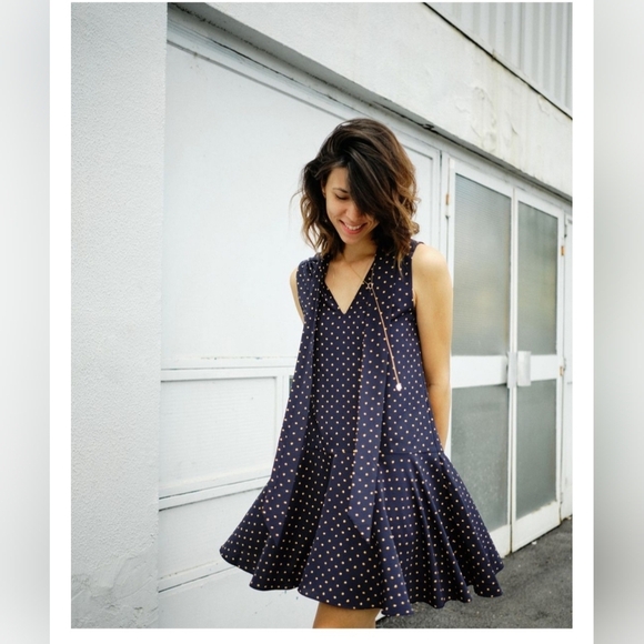 Mng Suit Dresses & Skirts - Chic Navy Polka Dot Mini Dress